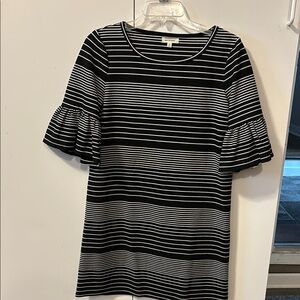 Loft Black and White Striped Top
